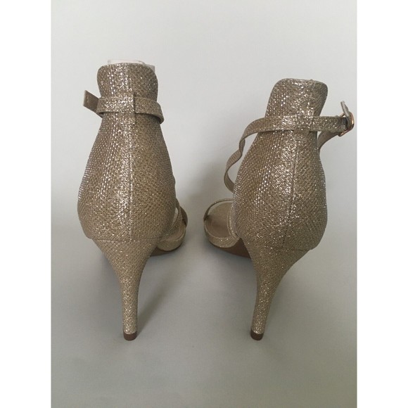 DREAM PAIRS Shoes Women's Size 10 Gold Sparkle Stilettos Open Toe Heel Sandals - Picture 6 of 14